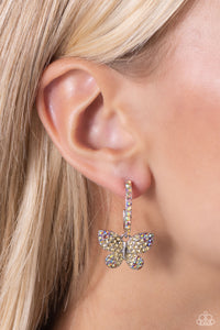 Paparazzi Accessories: Whimsical Waltz - Yellow Butterfly Iridescent Earrings