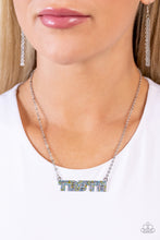Load image into Gallery viewer, Paparazzi Accessories: Truth Trinket - Blue Iridescent Inspirational Necklace
