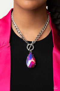 Paparazzi Accessories: Edgy Exaggeration - Pink UV Shimmer Necklace - Life of the Party