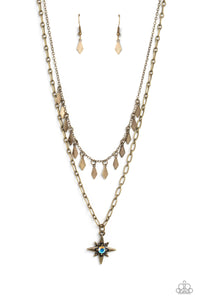Paparazzi Accessories: The Second Star To The LIGHT - Brass Iridescent Patriotic Necklace