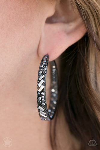 Paparazzi: BLOCKBUSTER GLITZY By Association - Black Earrings - Jewels N’ Thingz Boutique