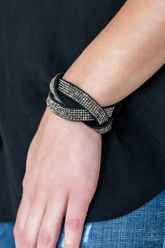 Paparazzi: Nice Girls Finish Last - Black Rhinestone Bracelet - Jewels N’ Thingz Boutique