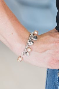 Paparazzi Accessories: More Amour - Brown Bead/Silver Heart Charm Bracelet - Jewels N Thingz Boutique
