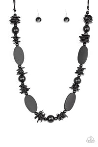 Paparazzi: Carefree Cococay - Black Wooden Necklace - Jewels N’ Thingz Boutique
