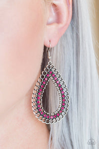 Paparazzi: Mechanical Marvel - Pink Rhinestone Earrings - Jewels N’ Thingz Boutique