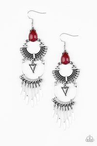 Paparazzi: Progressively Pioneer - Red Tribal Earrings - Jewels N’ Thingz Boutique