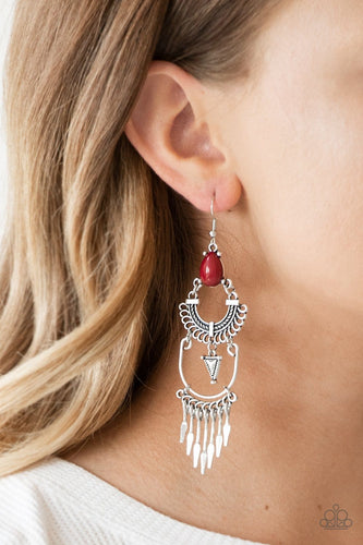Paparazzi: Progressively Pioneer - Red Tribal Earrings - Jewels N’ Thingz Boutique
