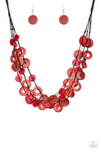 Paparazzi: Wonderfully Walla Walla - Red Wooden Necklace - Jewels N’ Thingz Boutique
