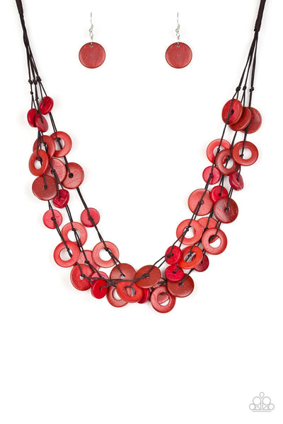 Red wood necklace deals paparazzi