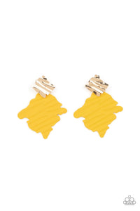 Paparazzi Accessories: Crimped Couture - Yellow Rustic Earrings - Jewels N Thingz Boutique