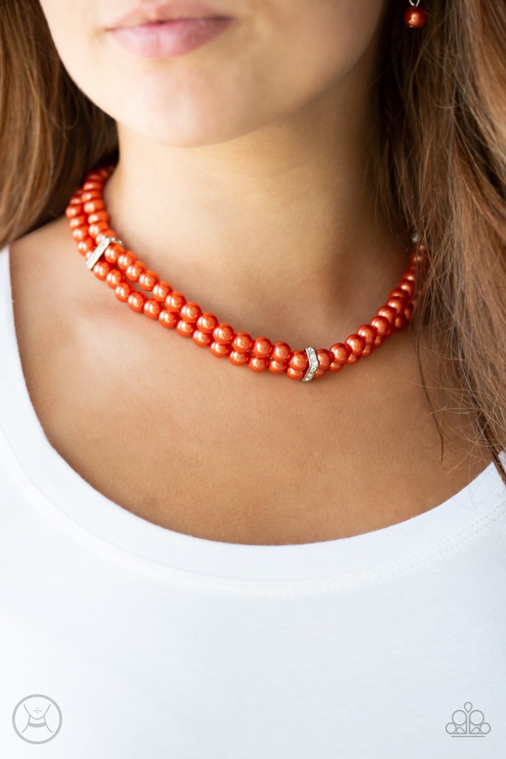 Paparazzi: Put On Your Party Dress - Orange/Pearls/Choker Necklace - Jewels N’ Thingz Boutique