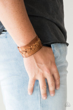 Paparazzi Accessories: Bronco Bravado - Brown Leather Urban Bracelet - Jewels N Thingz Boutique