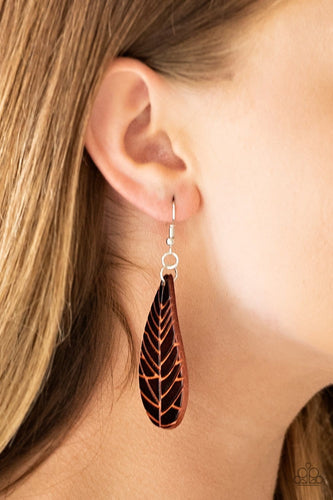 Paparazzi Accessories: Nature Nouveau - Brown Leather Earrings - Jewels N Thingz Boutique