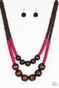 Paparazzi: Cancun Cast Away - Pink Wooden Necklace - Jewels N’ Thingz Boutique