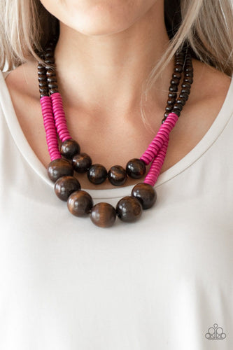 Paparazzi: Cancun Cast Away - Pink Wooden Necklace - Jewels N’ Thingz Boutique