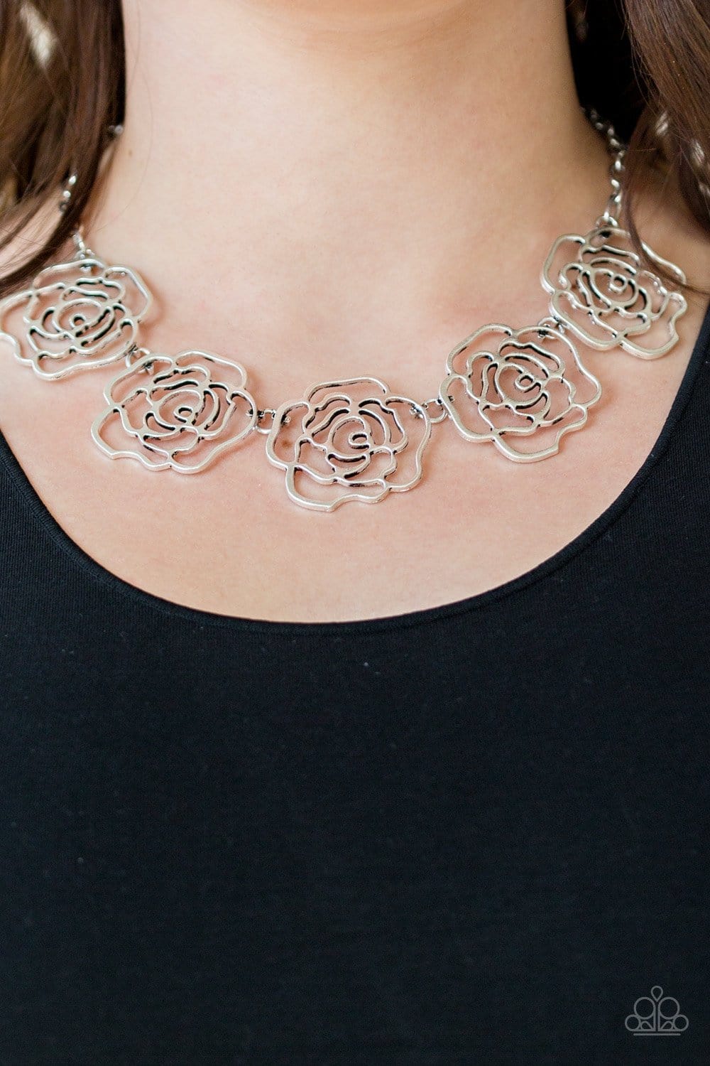 Paparazzi Accessories: Budding Beauty - Silver Rosebud Necklace - Jewels N Thingz Boutique