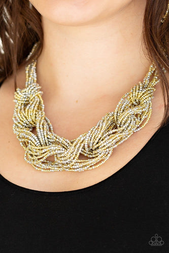 Paparazzi Accessories: City Catwalk - Gold Seed Bead Necklace - Jewels N Thingz Boutique