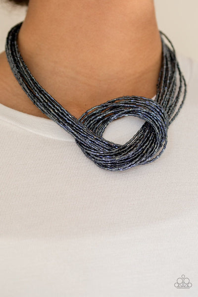 Paparazzi blue sale seed bead necklace