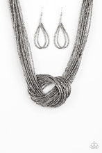 Load image into Gallery viewer, Paparazzi: Knotted Knockout - Silver/Black Seed Bead Necklace - Jewels N’ Thingz Boutique