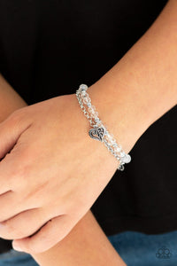 Paparazzi Accessories: Rare Romance - White/Silver Heart Charm Bracelet - Jewels N Thingz Boutique