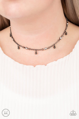 Paparazzi Accessories: What A Stunner - Black/Gunmetal Rhinestone Choker - Jewels N Thingz Boutique