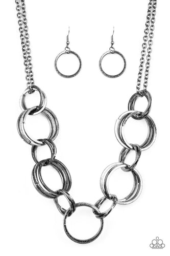 Paparazzi: Jump Into The Ring - Black Hoop Necklace - Jewels N’ Thingz Boutique