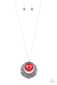 Paparazzi: Medallion Meadow - Red Long Necklace - Jewels N’ Thingz Boutique