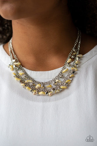 Paparazzi Accessories: Pebble Pioneer - Yellow Iridescent Necklace - Jewels N Thingz Boutique