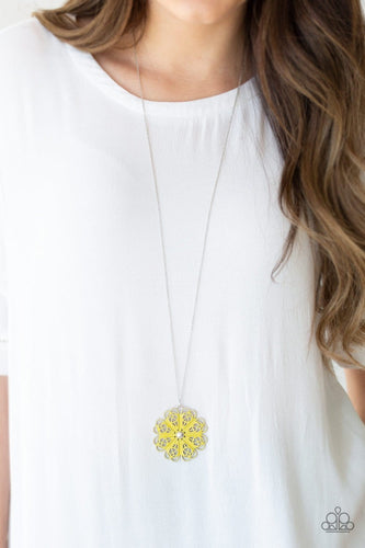 Paparazzi: Spin Your PINWHEELS - Yellow Necklace - Jewels N’ Thingz Boutique