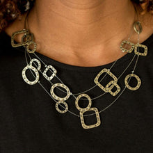Load image into Gallery viewer, Paparazzi Accessories: GEO-ing Strong - Brass Antiqued Necklace - Jewels N Thingz Boutique