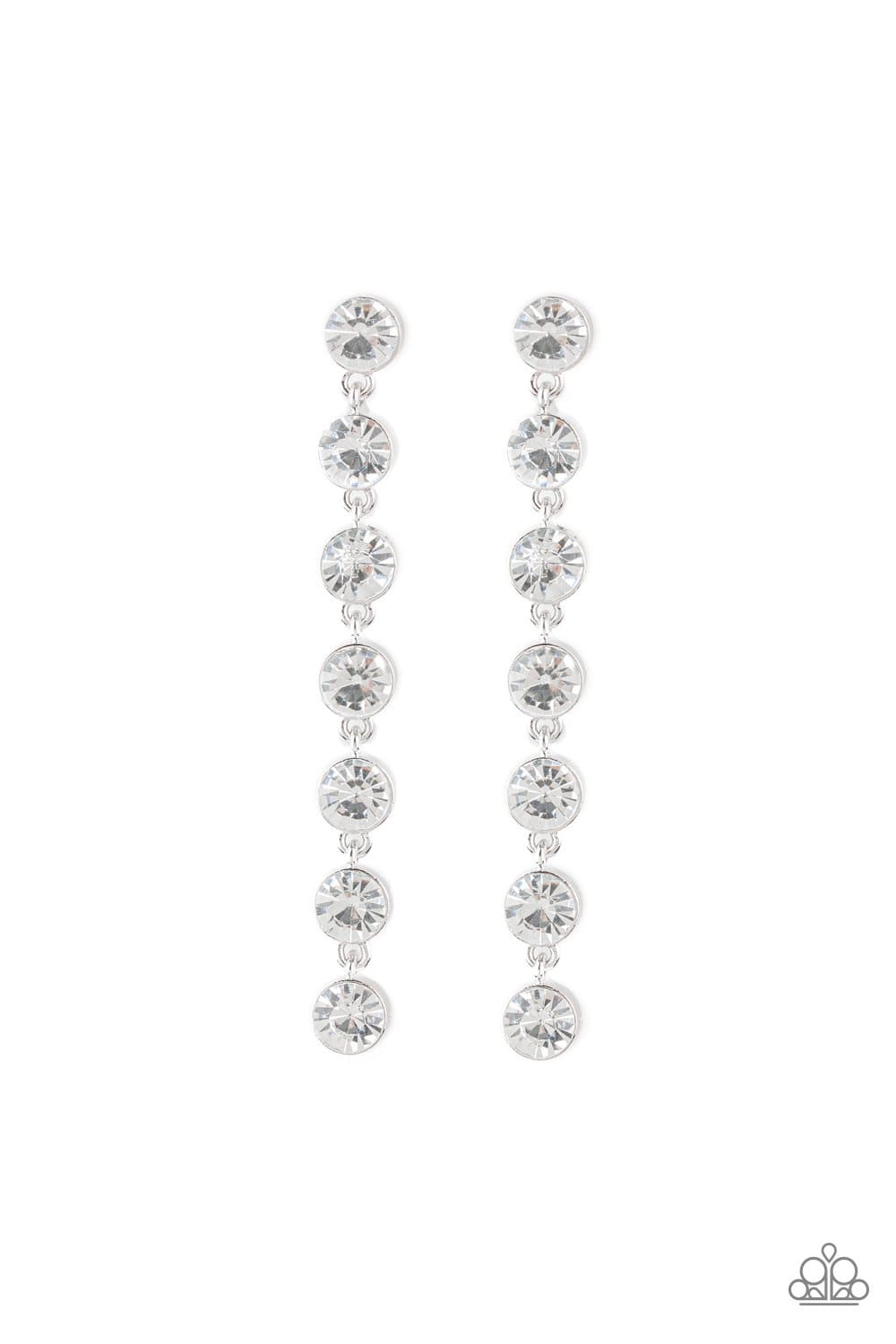 Paparazzi:Dazzling Debonair - White Rhinestone Earrings - Jewels N’ Thingz Boutique