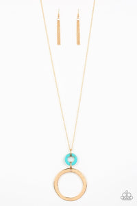 Paparazzi Accessories: Optical Illusion - Gold/Turquoise Necklace - Jewels N Thingz Boutique