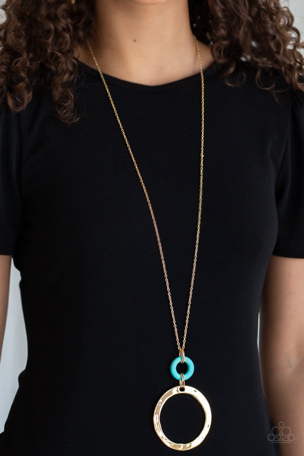 Paparazzi Accessories: Optical Illusion - Gold/Turquoise Necklace - Jewels N Thingz Boutique
