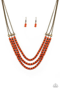 Paparazzi: Terra Trails - Orange/Brass Necklace - Jewels N’ Thingz Boutique