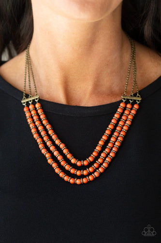 Paparazzi: Terra Trails - Orange/Brass Necklace - Jewels N’ Thingz Boutique