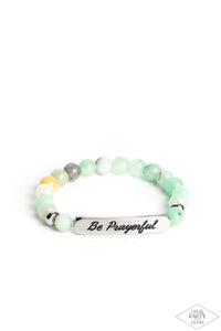 Paparazzi Accessories: Be Prayerful - Green Inspirational Bracelet - Life of the Party