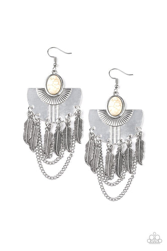 Paparazzi: Sure Thing, Chief! - White Antiqued Earrings - Jewels N’ Thingz Boutique