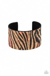 Paparazzi: Zebra Zone - Red Cork-like Bracelet - Jewels N’ Thingz Boutique