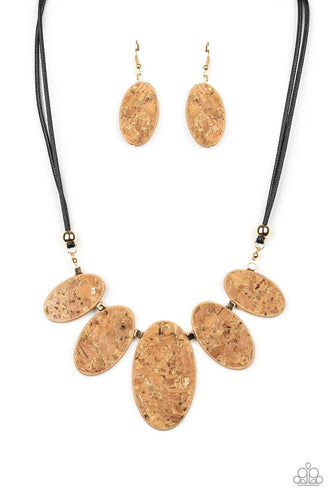 Paparazzi: Natures Finest - Gold Cork-Like Necklace - Jewels N’ Thingz Boutique