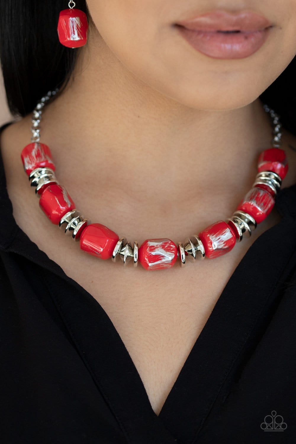 Paparazzi: Girl Grit - Red/Metallic Necklace - Jewels N’ Thingz Boutique