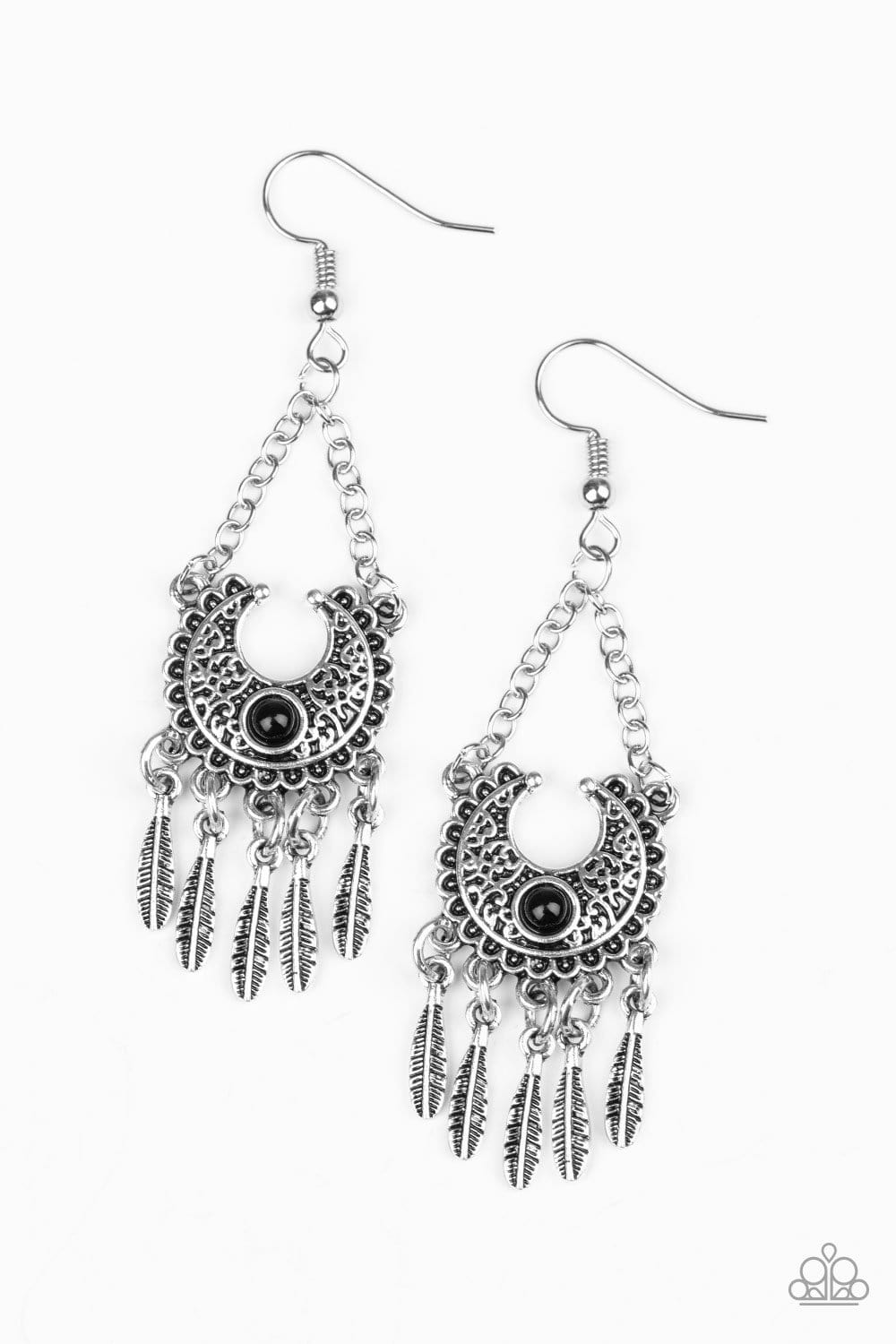 Paparazzi: Fabulously Feathered - Black Earrings - Jewels N’ Thingz Boutique