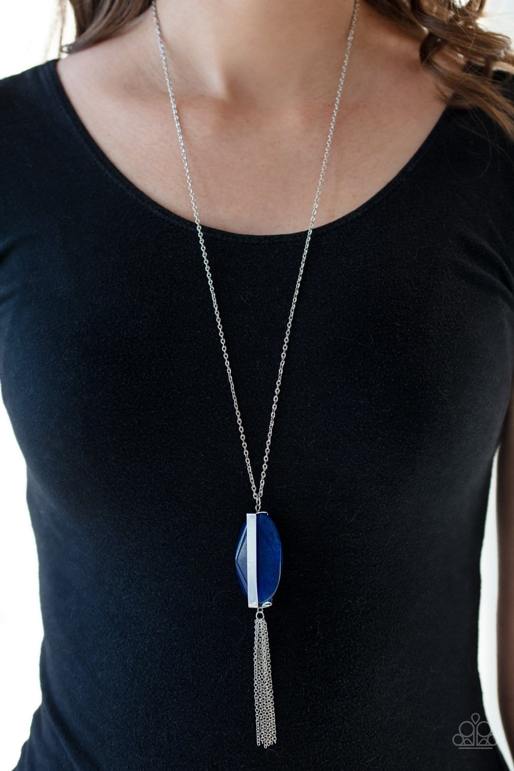 Blue long shop necklace paparazzi