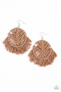 Paparazzi: All About MACRAME - Brown Fringe Earrings - Jewels N’ Thingz Boutique