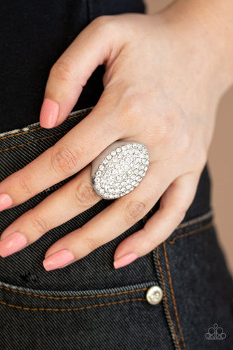 Paparazzi: Bling Scene - White Rhinestone Ring - Jewels N’ Thingz Boutique