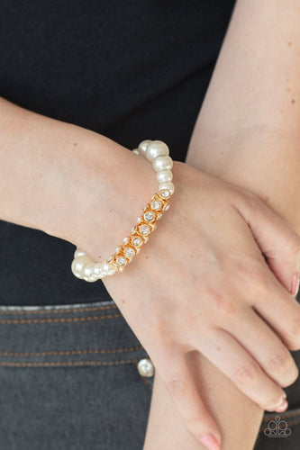 Paparazzi: Traffic-Stopping Sparkle - Gold Pearl Bracelet - Jewels N’ Thingz Boutique