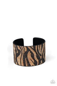 Paparazzi: Zebra Zone - Black Cork-Like Cuff Bracelet - Jewels N’ Thingz Boutique