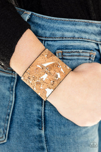 Paparazzi: Cork Congo - White Leather Band Bracelet - Jewels N’ Thingz Boutique