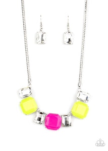 Paparazzi: Royal Crest - Neon Yellow/Pink Necklace - Jewels N’ Thingz Boutique