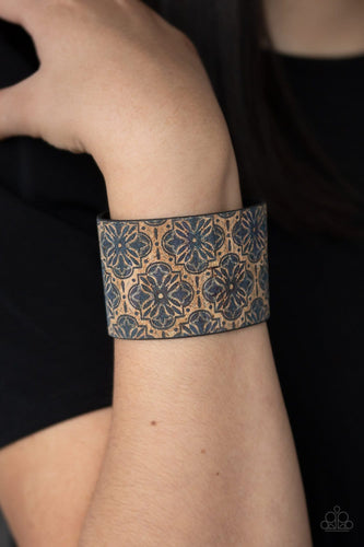 Paparazzi: Cork Culture - Blue Floral Bracelet - Jewels N’ Thingz Boutique