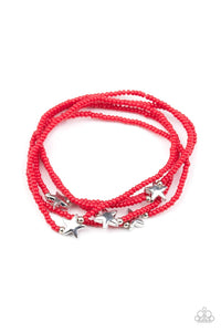 Paparazzi Accessories: Pretty Patriotic - Red Bracelet - Jewels N Thingz Boutique